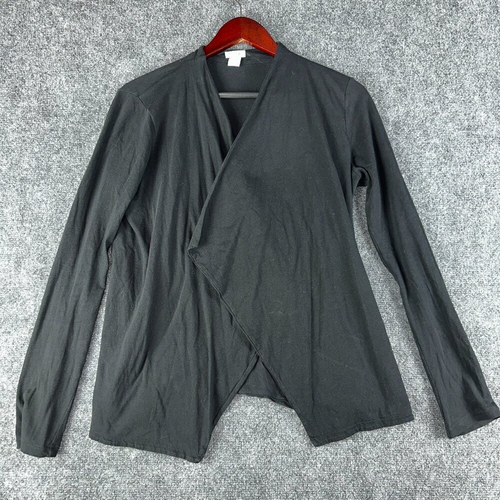 J Crew Sweater Womens Small  Black Cotton Open Cardigan Long Sleeve